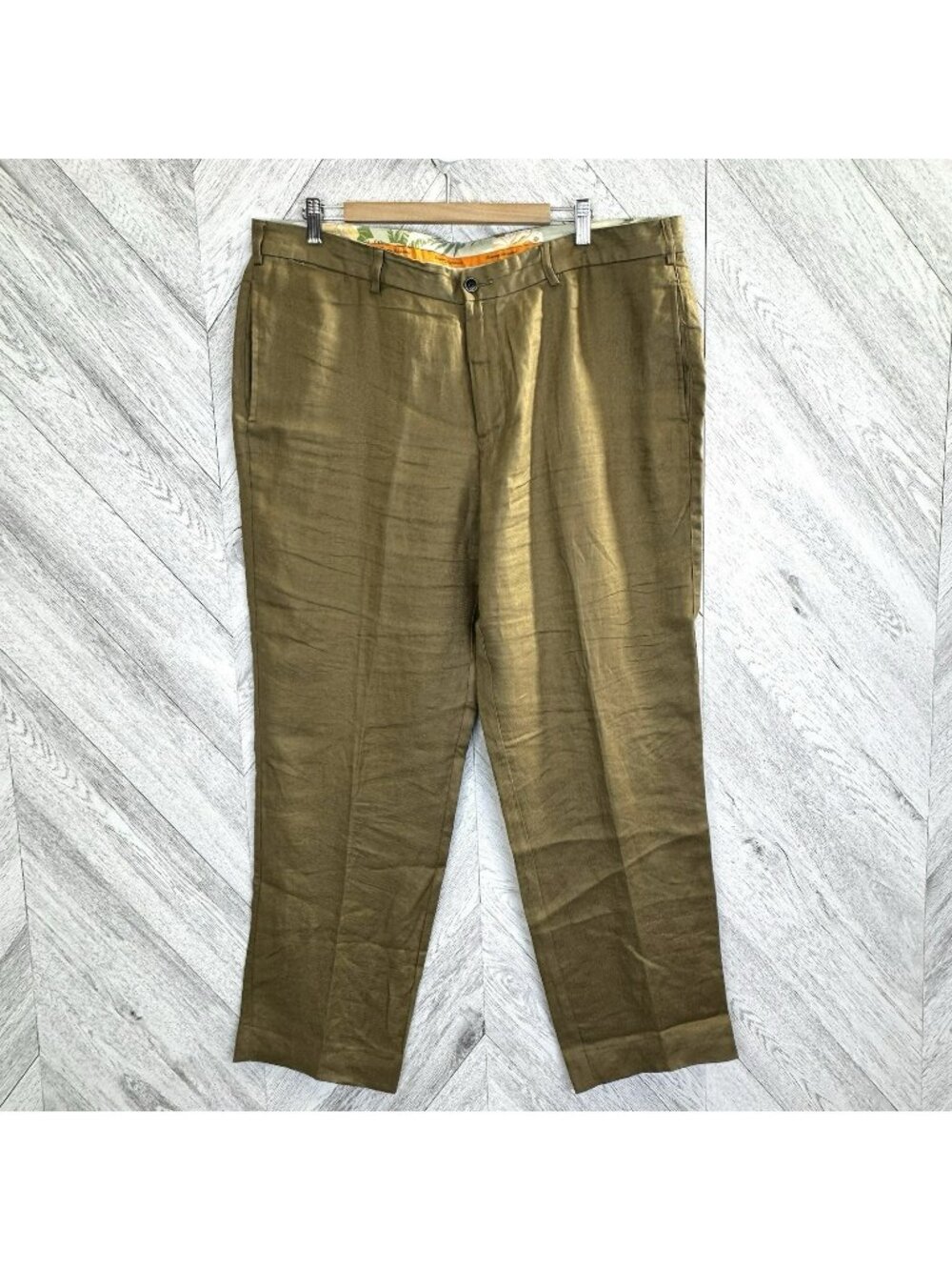 Tommy Bahama Pants Mens Size 40x32 Khaki Tan 100% Irish Linen Trouser